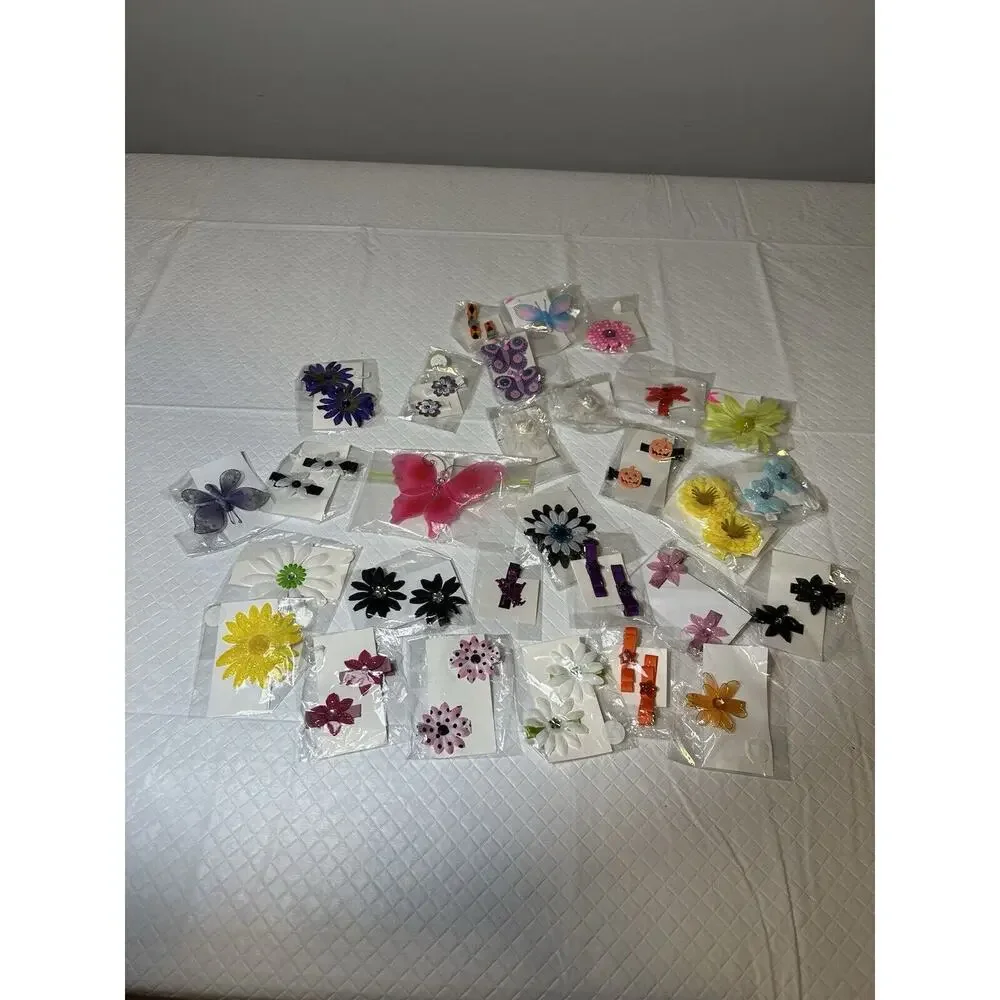 Lot 28 Variety Floral Hair Clip Bows Accessories Handmade‎ Children Girls